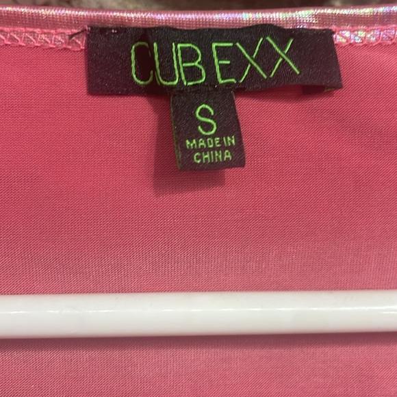 Club EXX metallic pink flared sleeve crop top size S - Picture 5 of 6